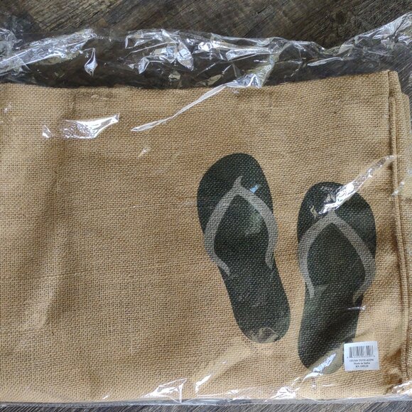 Kaf Home JuteTote Bag with Handle -  Flip Flops design-front - Picture 3 of 7